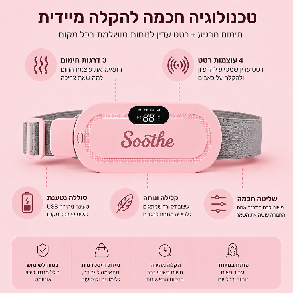 Soothe - חגורת להקלה על כאבי מחזור ב 5 דקות מהבית